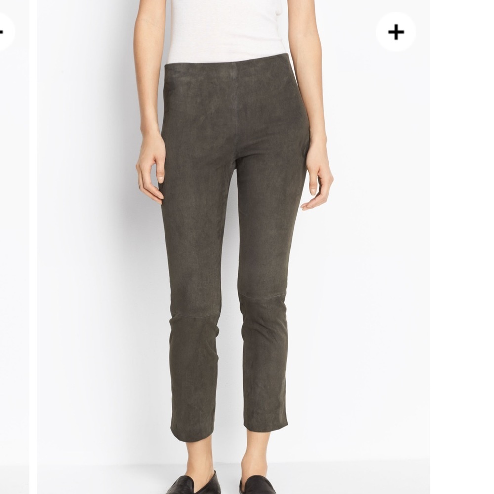 Vince | Stretch Suede Split Hem Crop Legging NWT| $1250 Retail | Graphite | M